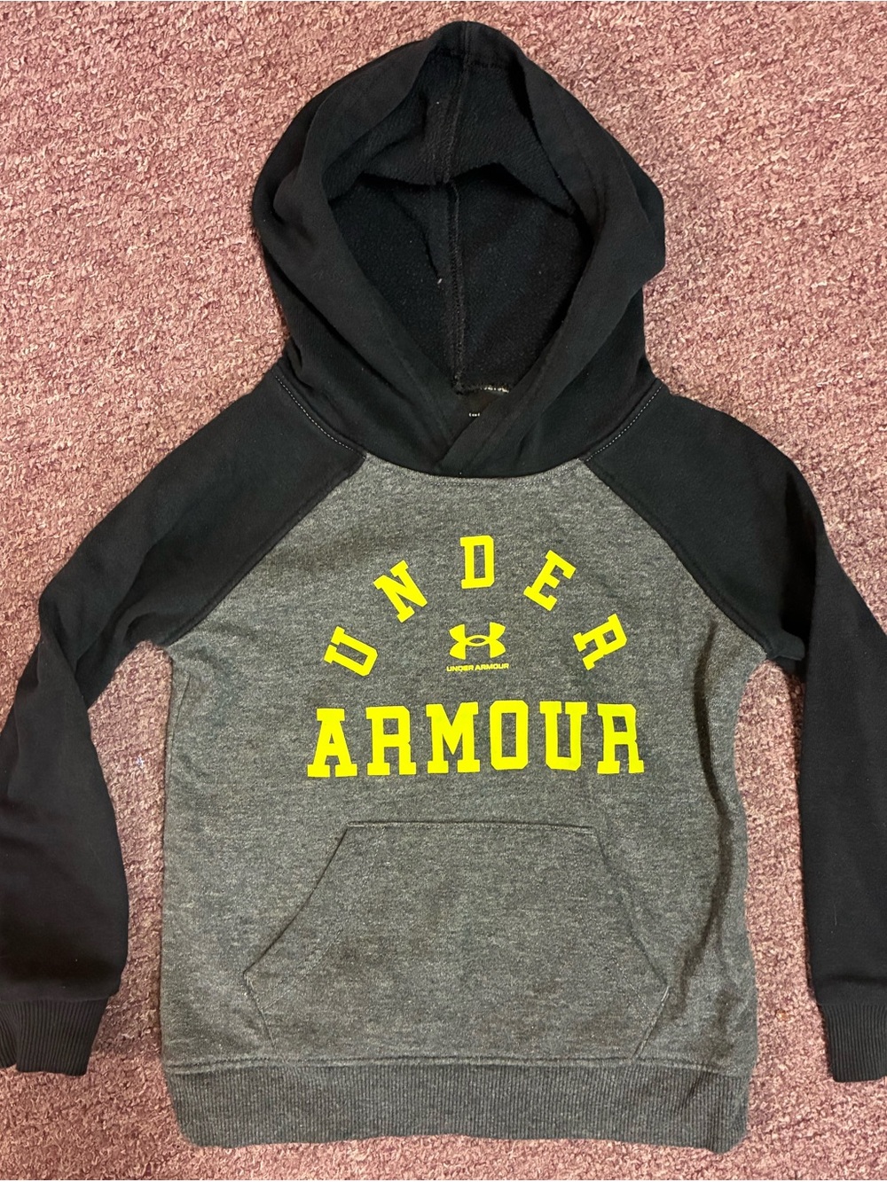 Under Armour Boys Black & Gray Hoodie with Yellow Logo